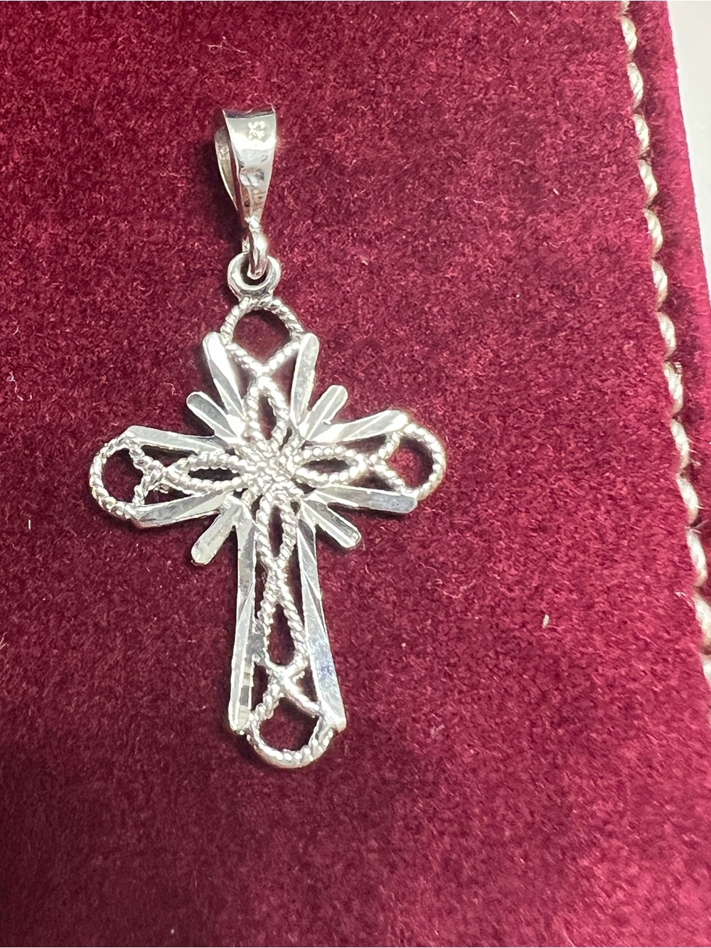 Sterling Silver Filigree Cross Pendant - Silver
